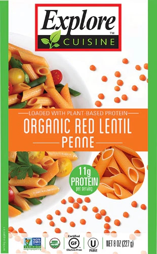 Explore Cuisine Macarrão Penne de Lentilha Vermelha Orgânico - 227g