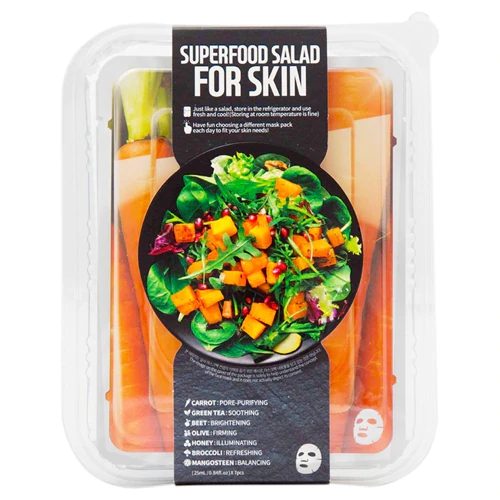 Farmskin Superfood Salad For Skin Cenoura 7 Máscaras Faciais - Hidratação Profunda