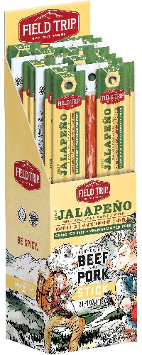Palitos de Jerky de Boi e Porco Field Trip Picante Jalapeño Sem Glúten - 24 Unidades