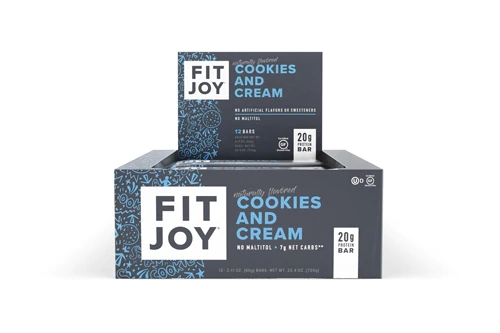 Barra de Proteína FitJoy Cookies & Cream - 20g Proteína - Caixa com 12 Barras (Aprox. 600g)