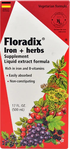Floradix Ferro com Ervas Líquido 500ml - Suplemento Energético Natural