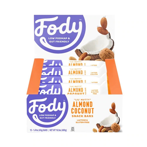 Fody Foods Barra de Amêndoa e Coco Low FODMAP - Caixa com 12 Barras (Aprox. 480g)