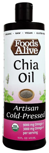 Óleo de Chia Orgânico Foods Alive Prensado a Frio 473ml | Rico em Ômega-3