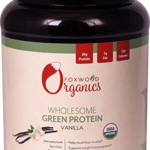 Proteína Vegetal Foxwood Organics Wholesome Green Sabor Baunilha - 15 Porções