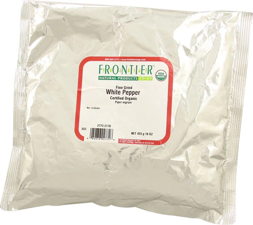 Pimenta Branca Orgânica Moagem Fina Frontier Natural Products - 454g
