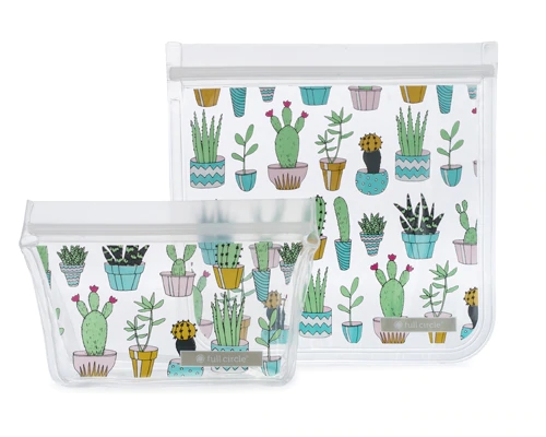 Conjunto de 2 Bolsas Térmicas Reutilizáveis Full Circle Cactus Party