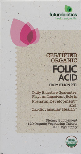 Ácido Fólico Orgânico Futurebiotics 800mcg - 120 Comprimidos Vegetarianos