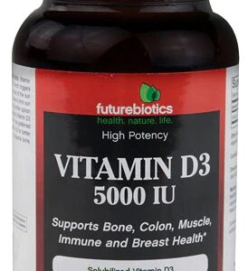 Futurebiotics Vitamina D3 5000 UI - 90 Cápsulas Gelatinosas Macias - Essencial para Saúde Óssea e Imunidade