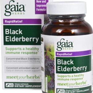 Gaia Herbs Black Elderberry - 60 Cápsulas Veganas de Sabugueiro e Acerola