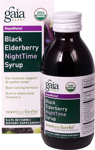 Gaia Herbs Black Elderberry Nighttime Syrup -- 5.4 fl oz