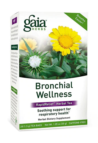 Chá Gaia Herbs Bronchial Wellness - 16 Sachês para Bem-Estar Respiratório