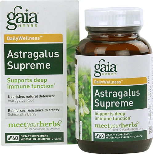 Gaia Herbs Daily Wellness Astragalus Supreme - 60 Cápsulas Vegetais Líquidas