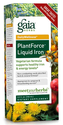 Gaia Herbs PlantForce Ferro Líquido - 250ml - Suplemento de Ferro Vegano