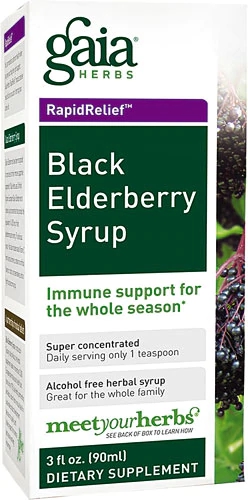 Gaia Herbs RapidRelief Xarope de Sabugueiro Negro - 89ml | Fortaleça Sua Imunidade Naturalmente