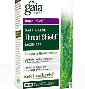 Gaia Herbs RapidRelief Pastilhas para Garganta Sage e Aloe Vera - 20 Pastilhas