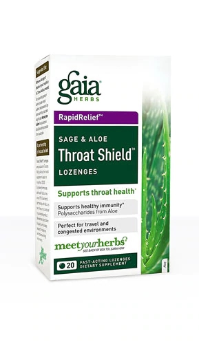 Gaia Herbs RapidRelief Pastilhas para Garganta Sage e Aloe Vera - 20 Pastilhas