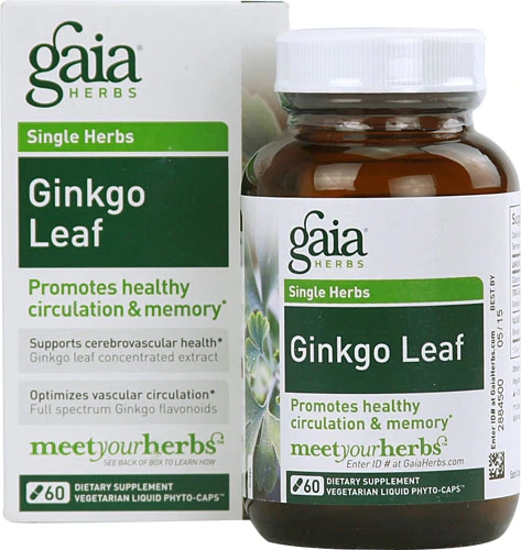 Gaia Herbs Ginkgo Leaf 60 Phyto-Caps Vegetarianas - Suporte Cognitivo e Circulatório