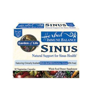 Garden of Life Herbal Immune Balance Sinus 30 Cápsulas Vegetarianas - Bem-Estar Nasal Natural