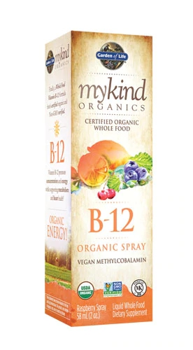 Garden of Life Mykind Organics B-12 Spray Sabor Framboesa 59ml - Vitamina B12 Orgânica