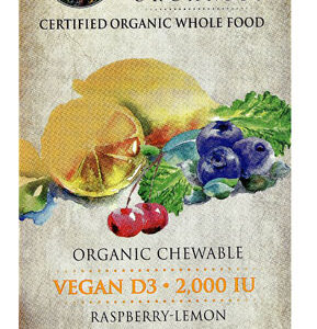 Garden of Life mykind Organics Vitamina D3 Mastigável Vegana Sabor Framboesa Limão - 2000 UI - 30 Comprimidos Veganos