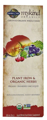 Garden of Life Mykind Organics Ferro Líquido Vegano Cranberry-Lime - 237ml
