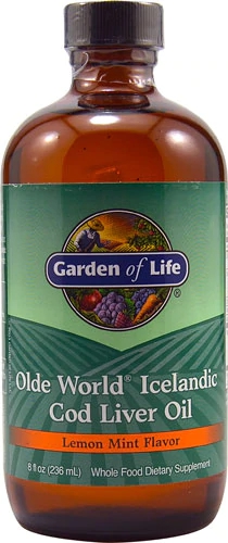 Óleo de Fígado de Bacalhau Islandês Garden of Life Olde World Sabor Limão e Menta 237ml - Energia e Vitalidade
