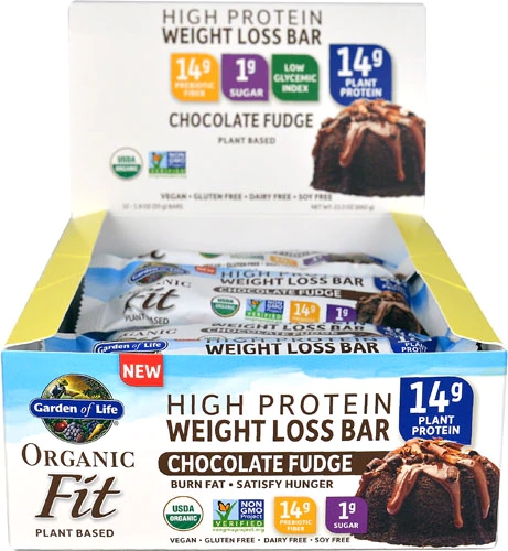 Garden of Life Organic Fit High Protein Weight Loss Bar Chocolate Fudge -- 12 Bars