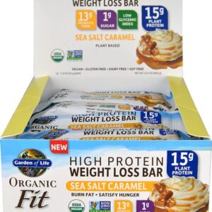 Garden of Life Organic Fit High Protein Weight Loss Bar Sea Salt Caramel -- 12 Bars