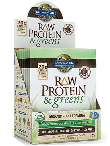 Garden of Life Raw Organic Protein & Greens Chocolate Cacao - 10 Sachês