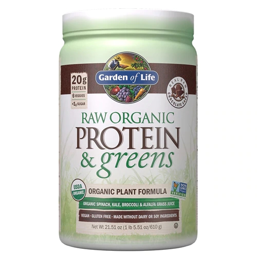 Garden of Life Raw Organic Protein & Greens Chocolate Cacao 610g - Proteína Vegetal Pura e Nutritiva