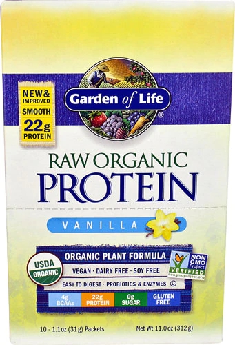 Garden of Life RAW Proteína Orgânica Vegetal Sabor Baunilha - 10 Sachês (280g)