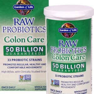 Garden of Life Raw Probiotics Colon Care 30 Cápsulas Vegetarianas 50 Bilhões UFC