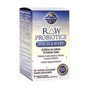 Garden of Life RAW Probiotics Men 50+ Wiser 85 Bilhões UFC 90 Cápsulas Vegetarianas