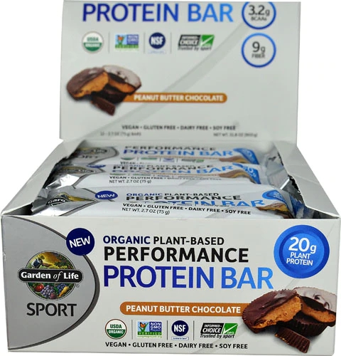 Garden of Life Sport Barra de Proteína Sabor Manteiga de Amendoim e Chocolate - Caixa com 12 Barras