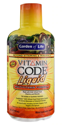Garden of Life Vitamin Code Líquido Multivitamínico Laranja Manga 887ml - Energia e Vitalidade