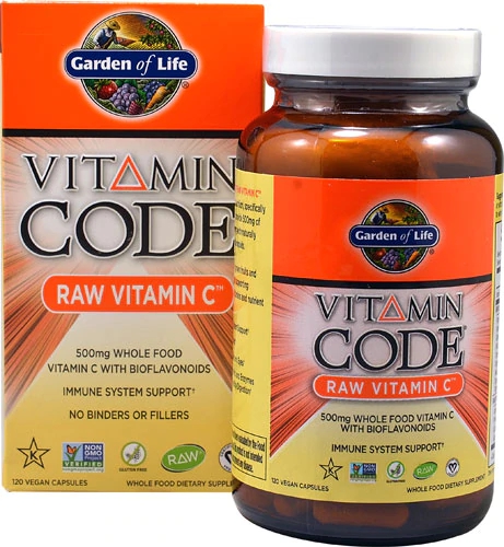 Garden of Life Vitamina C 500mg RAW Vegana 120 Cápsulas - Imunidade e Vitalidade Natural