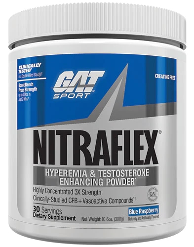 GAT Nitraflex Pré-Treino Blue Raspberry - 300g Explosão de Energia