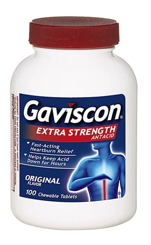 Gaviscon Extra Strength Antacid Original - 100 Comprimidos Mastigáveis Alívio Azia