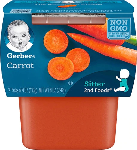 Gerber 2ª Etapa Purê de Cenoura 2 Potes - Alimento Infantil Nutritivo