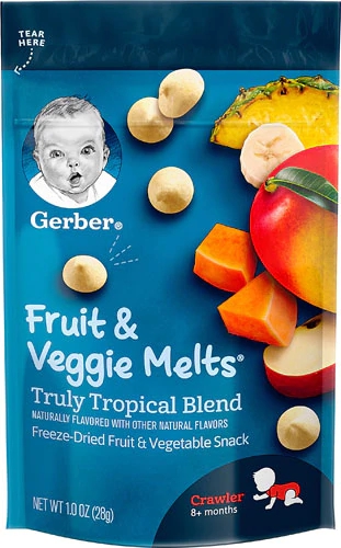 Gerber Fruit & Veggie Melts Truly Tropical Blend 28g - Lanchinho Saudável para Bebês