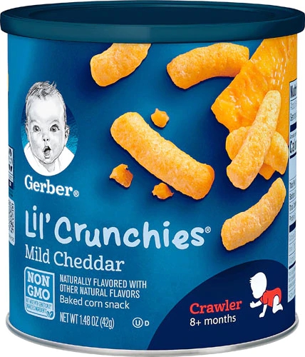 Gerber Lil' Crunchies® Cheddar Suave 42g - Lanche Divertido para Bebês