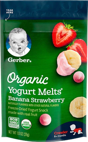 Gerber Iogurte Orgânico Melts Banana Morango 28g para Bebês