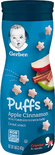 Gerber Puffs Maçã Canela - 42g: Lanche Saudável para Bebês