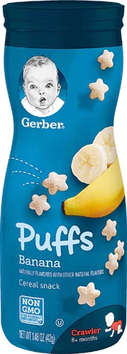 Gerber Puffs Banana Sabor Banana 125g - Lanche Saudável para Bebês