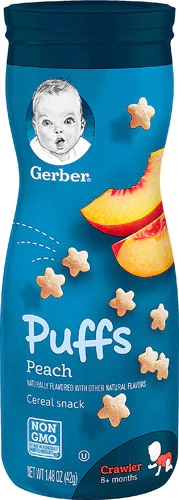 Gerber Puffs Pêssego - 42g para Bebês - Lanche Divertido e Nutritivo