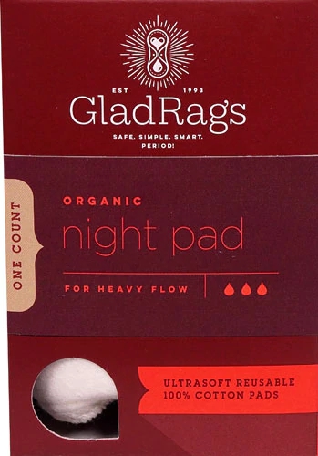 Gladrags Absorventes Noturnos Orgânicos Sem Corante - 1 Pacote (Aprox. 280g)