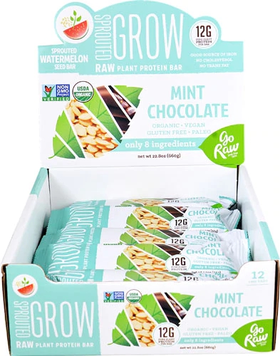 Go Raw Barra de Proteína Orgânica Germinada Mint Chocolate - 12 Barras (Aprox. 600g)