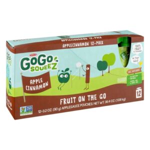 GoGo Squeez Purê de Maçã com Canela Fruit On The Go - 12 Sachês de 90g Cada