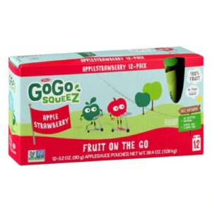 GoGo Squeez Purê de Maçã com Morango 12 Sachês (Aprox. 204g)