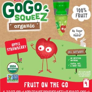 GoGo Squeez Maçã Morango Orgânico Fruta On The Go - 4 Sachês (340g)
